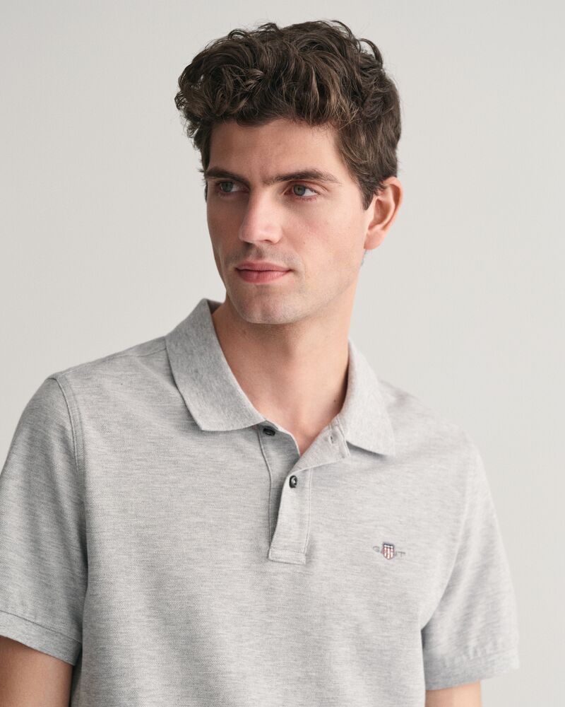 Regular Fit Shield Piqué Polo Shirt Grey Melange / S