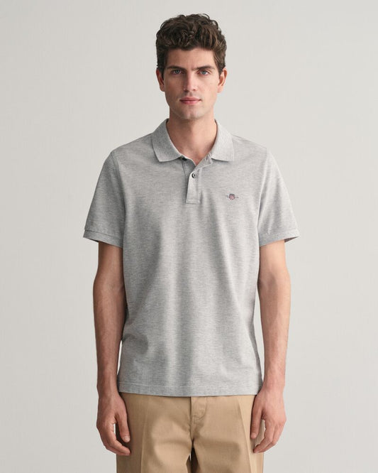 Regular Fit Shield Piqué Polo Shirt Grey Melange / S