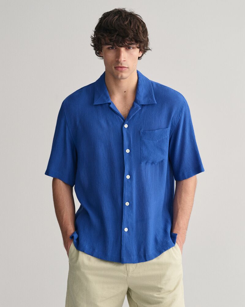 Relaxed Fit Textured Shirt Rich Blue / XS