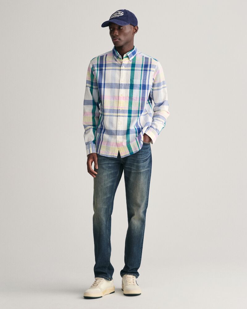 Regular Fit Seersucker Madras Shirt White / S