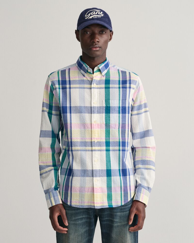 Regular Fit Seersucker Madras Shirt White / S