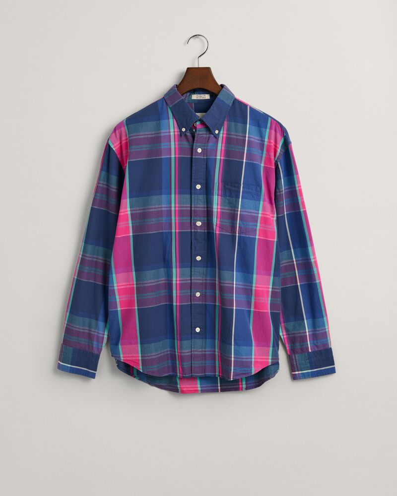 Relaxed Fit Checked Archive Poplin Shirt Dusty Blue Sea / S