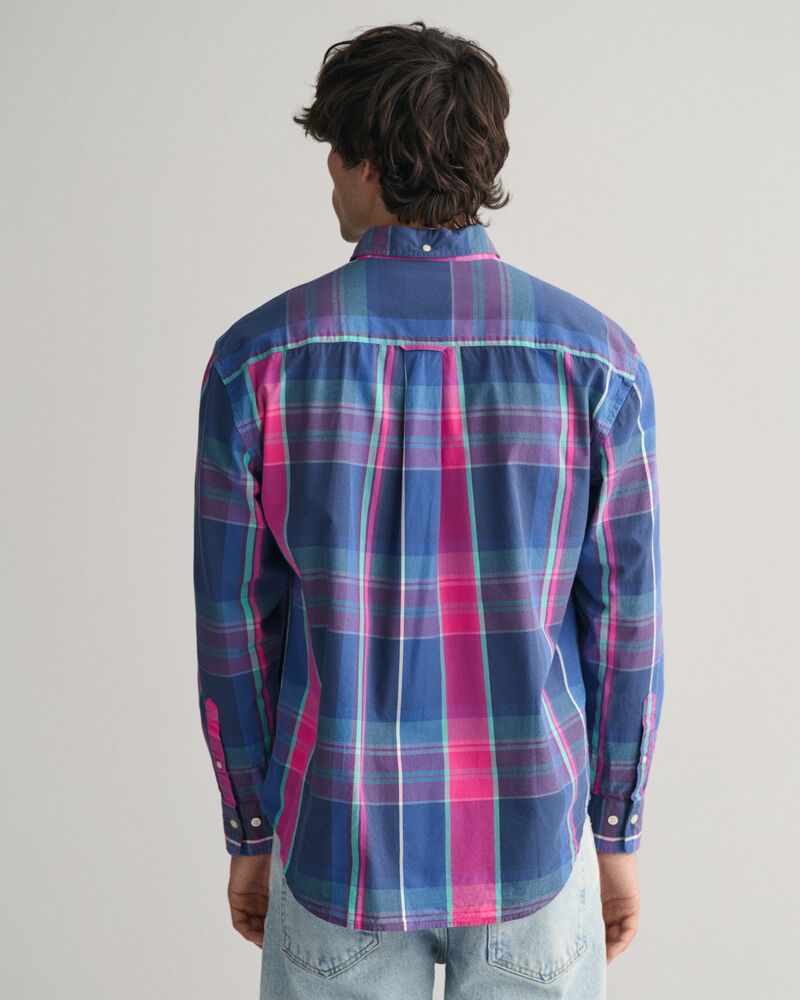 Relaxed Fit Checked Archive Poplin Shirt Dusty Blue Sea / S