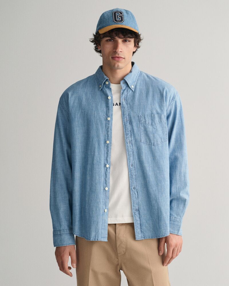 Relaxed Fit Chambray Shirt Light Blue / S