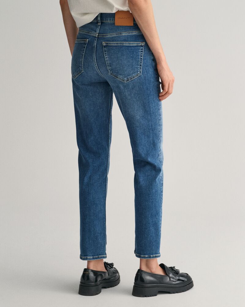 Slim Fit Cropped Jeans Mid Blue Worn In / 27