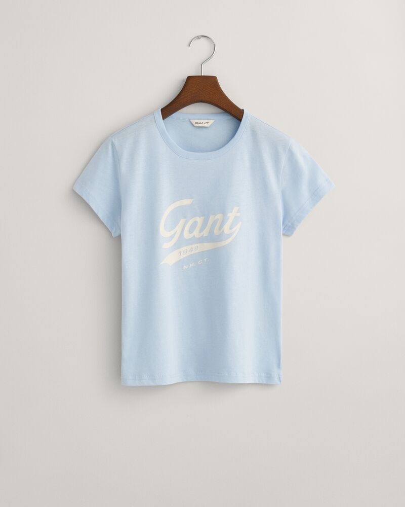 REGULAR SCRIPT GRAPHIC T-SHIRT FRESH BLUE / XS