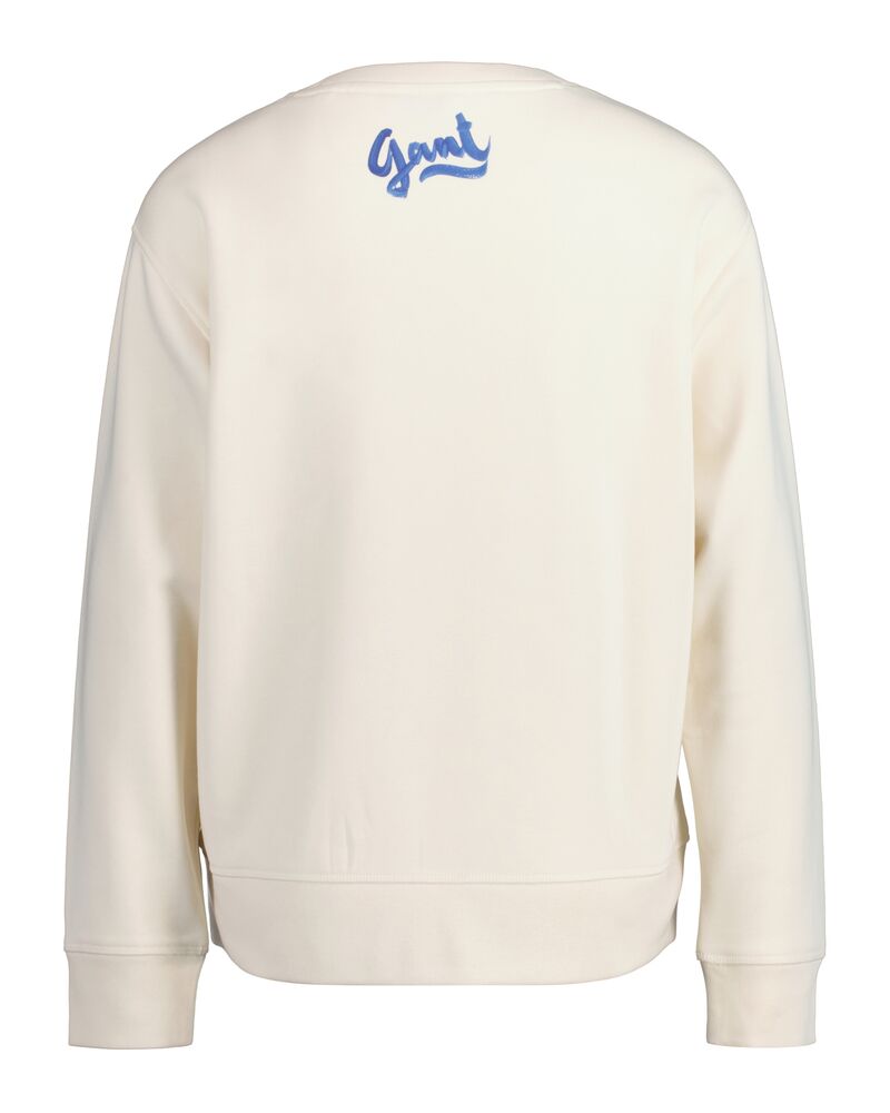 Scenery Print Crew Neck Sweatshirt Cream / XS