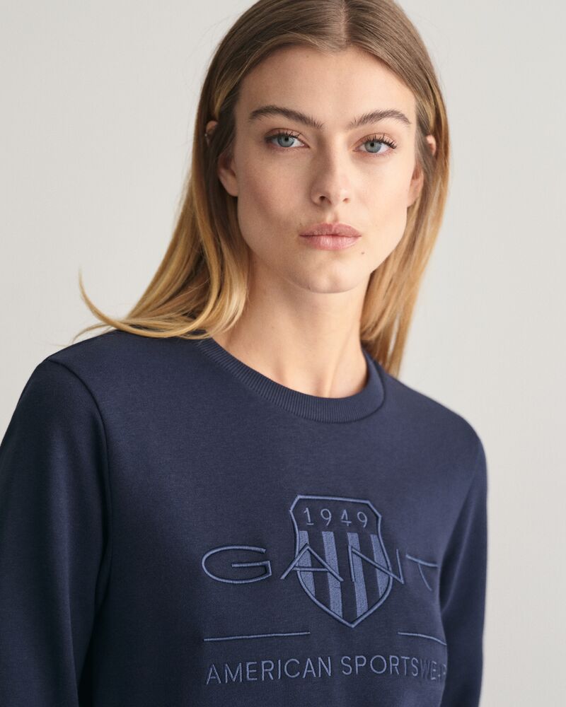 Tonal Shield Crew Neck Sweatshirt Evening Blue / S