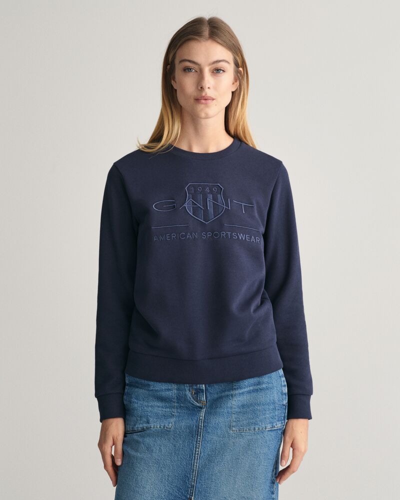 Tonal Shield Crew Neck Sweatshirt Evening Blue / S