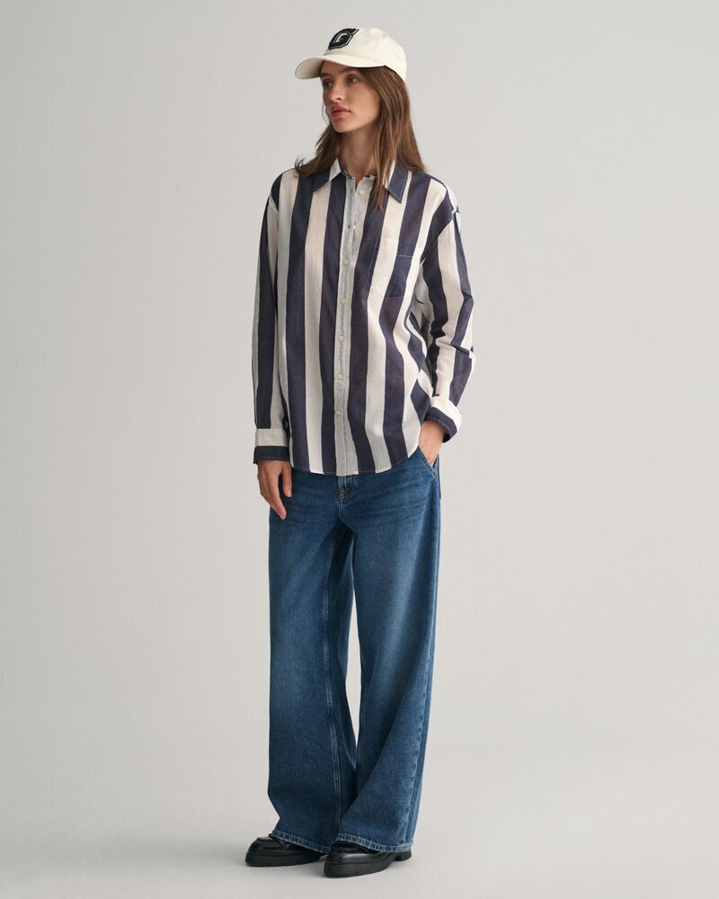 Relaxed Fit Parasol Striped Shirt Evening Blue / 32