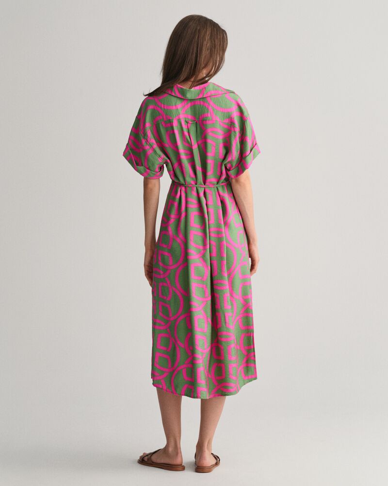 Monogram Print Short Sleeve Caftan Perky Pink / 32