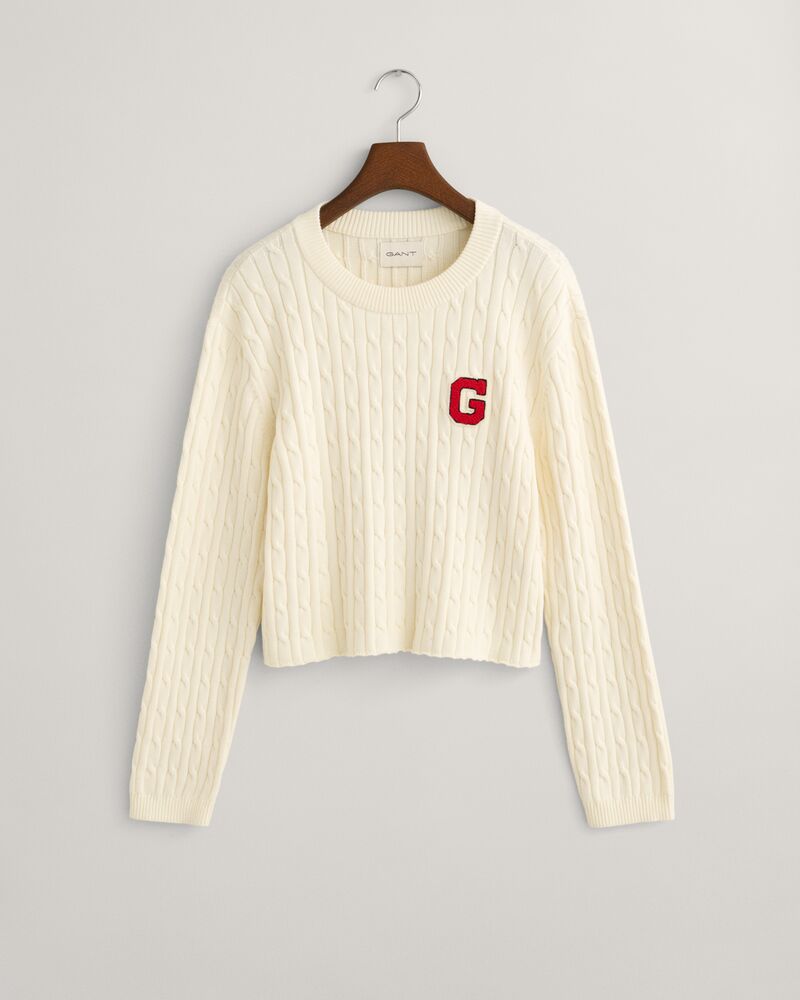 G Badge Cable Knit Sweater Cream / S