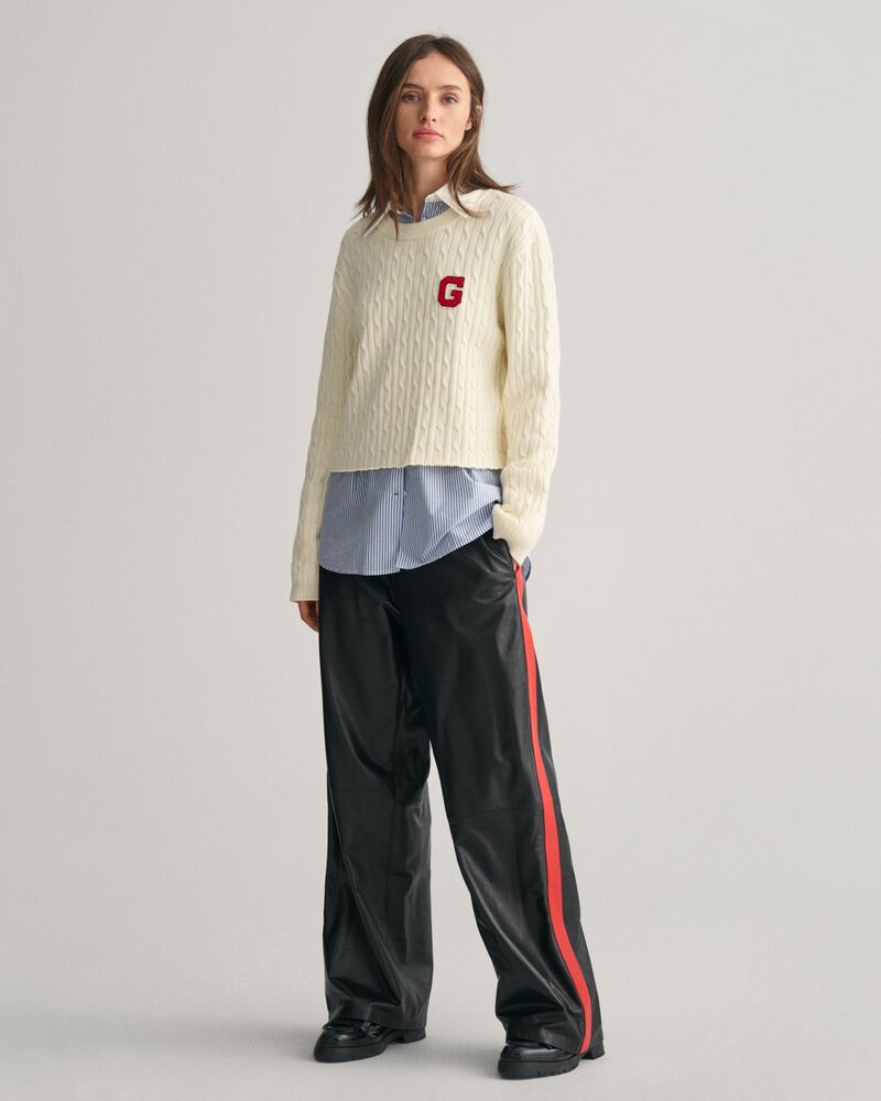 G Badge Cable Knit Sweater Cream / S