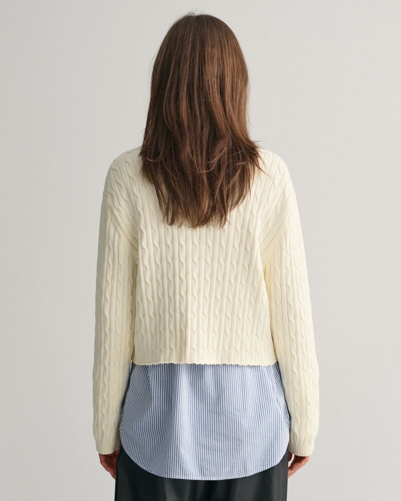 G Badge Cable Knit Sweater Cream / S