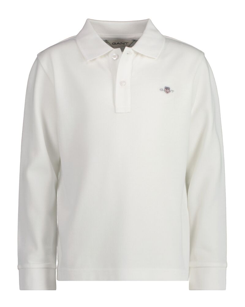 Kids Shield Long Sleeve Piqué Polo Shirt White / 92