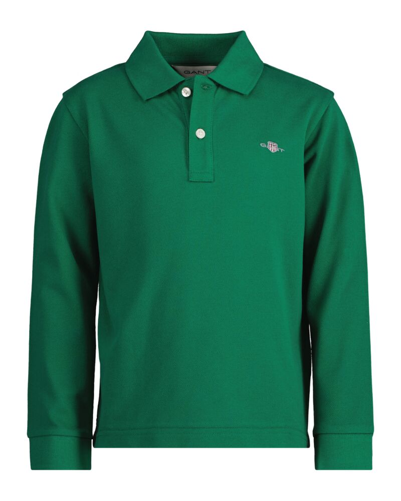 Kids Shield Long Sleeve Piqué Polo Shirt Wild Green / 92