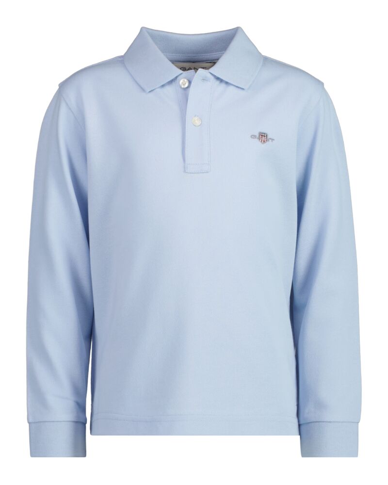 Kids Shield Long Sleeve Piqué Polo Shirt Fresh Blue / 92