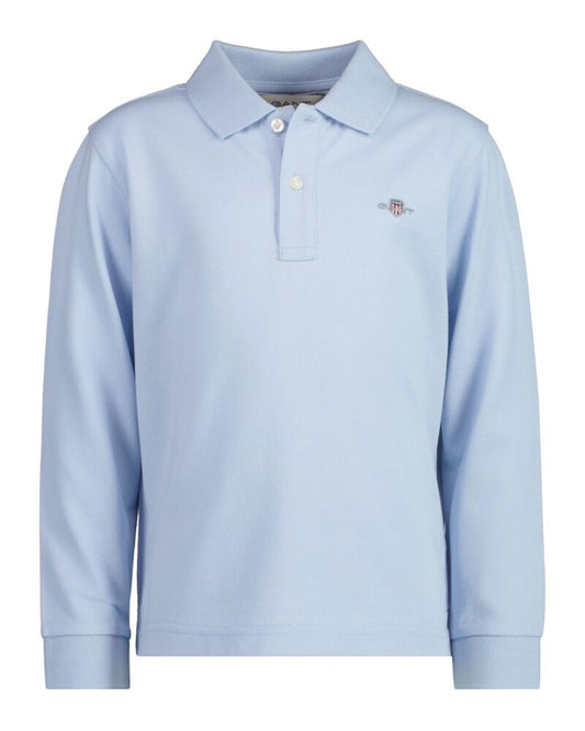 Kids Shield Long Sleeve Piqué Polo Shirt Fresh Blue / 92