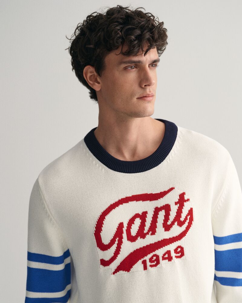 GANT Varsity Crew Neck Sweater Cream / S