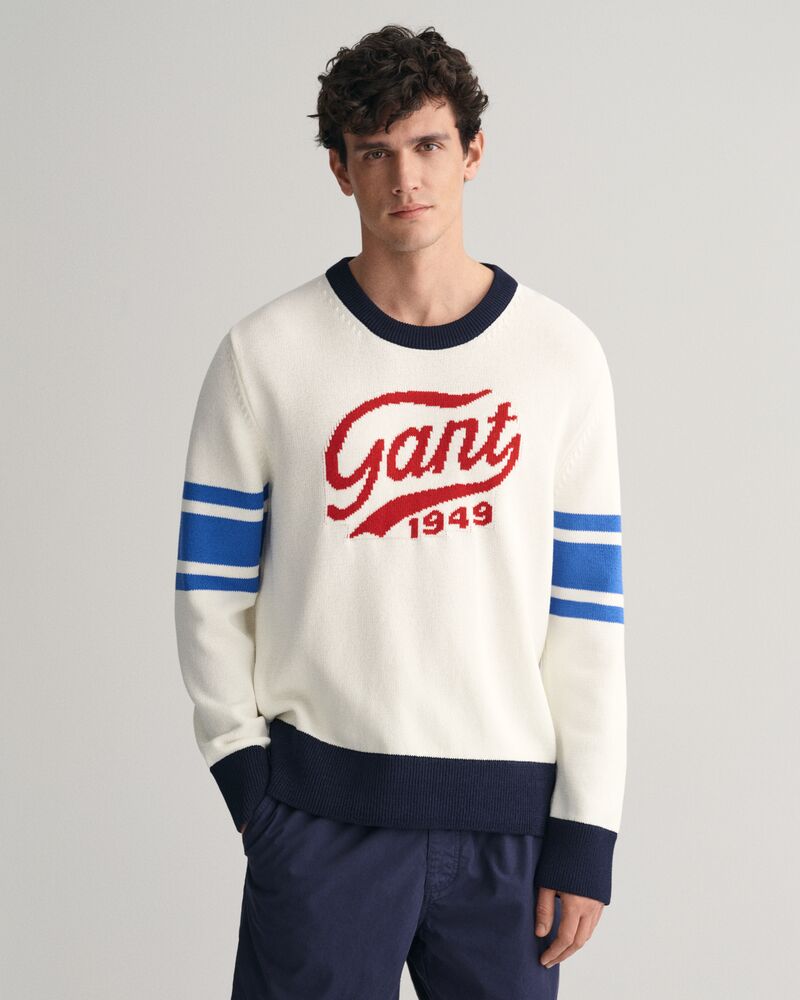 GANT Varsity Crew Neck Sweater Cream / S