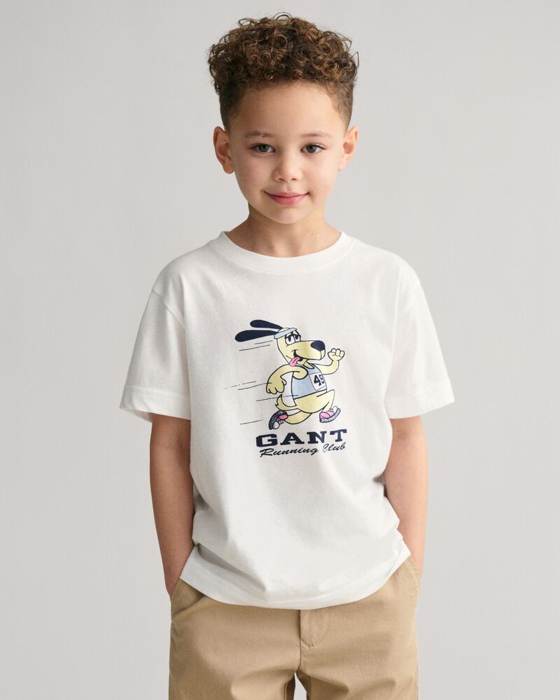 Kids GANT Running Dog Print T-Shirt White / 92