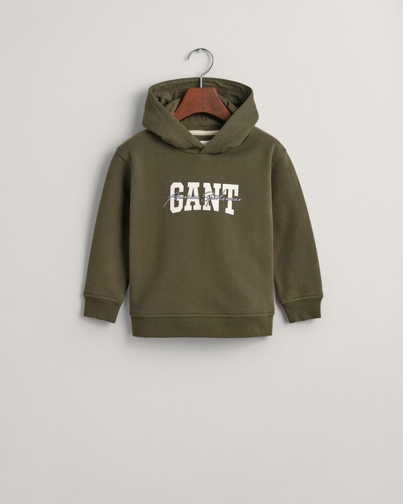 GANT ARCH SCRIPT HOODIE JUNIPER GREEN / 92
