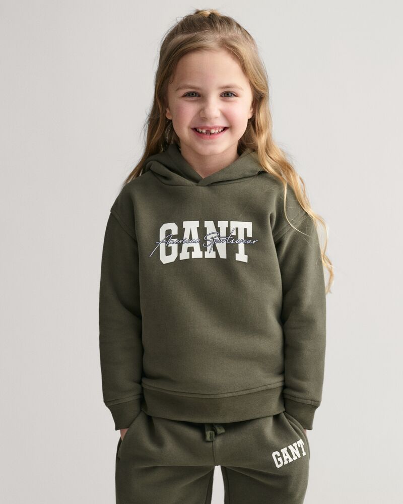 GANT ARCH SCRIPT HOODIE JUNIPER GREEN / 92