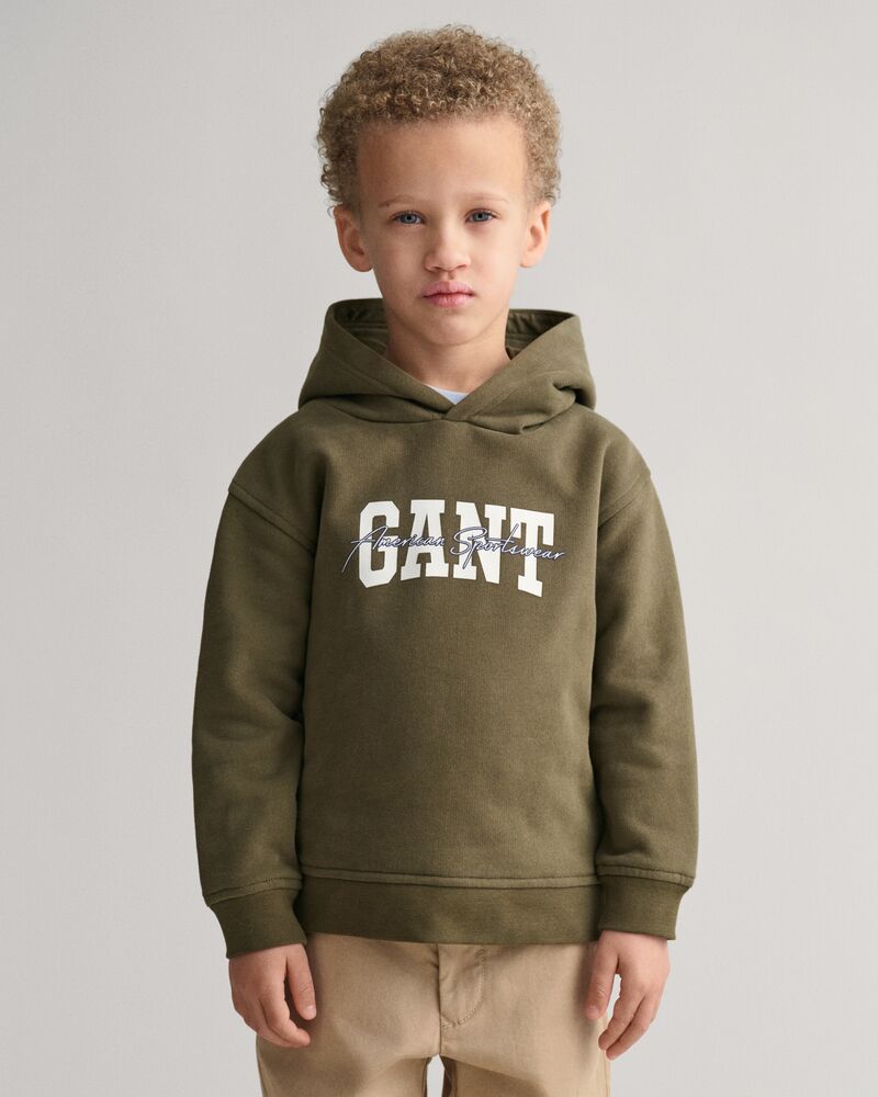 GANT ARCH SCRIPT HOODIE JUNIPER GREEN / 92