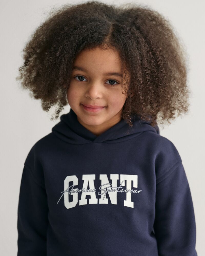 GANT ARCH SCRIPT HOODIE EVENING BLUE / 92