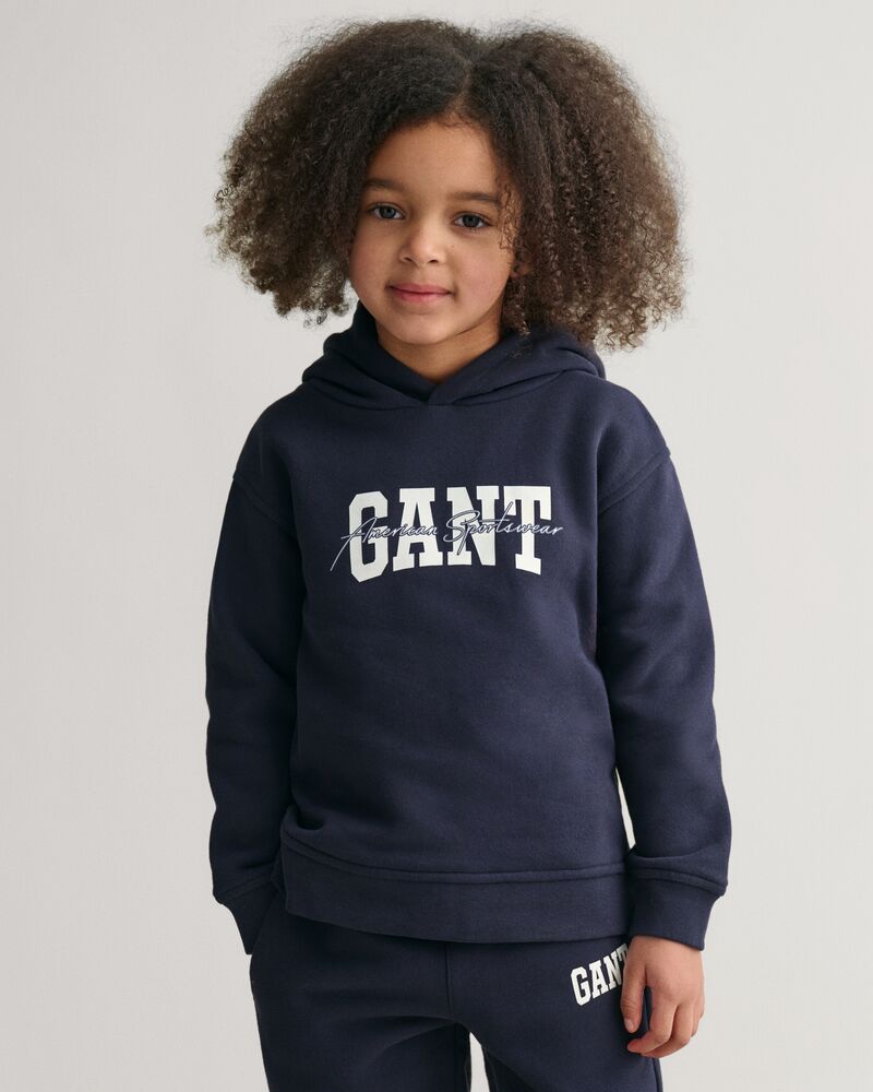 GANT ARCH SCRIPT HOODIE EVENING BLUE / 92