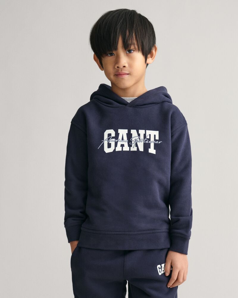 GANT ARCH SCRIPT HOODIE EVENING BLUE / 92
