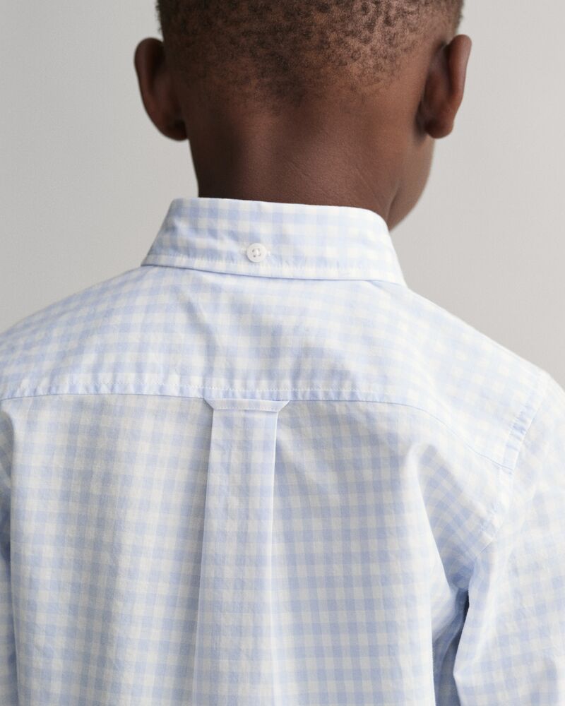 Kids Shield Gingham Poplin Shirt Light Blue / 92