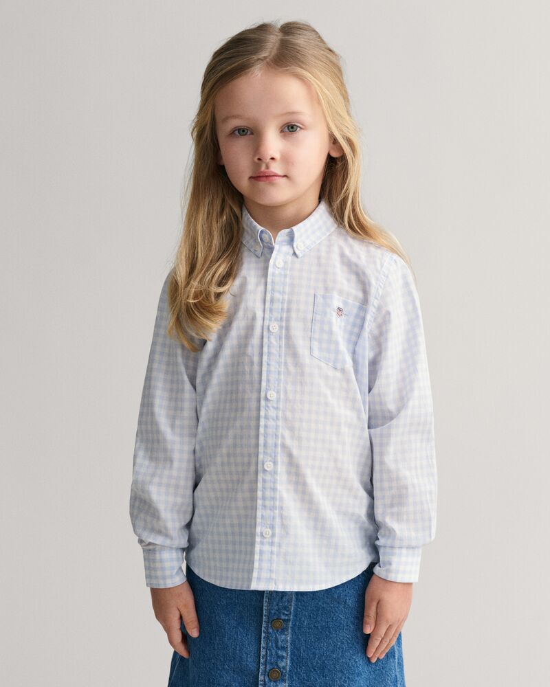 Kids Shield Gingham Poplin Shirt Light Blue / 92