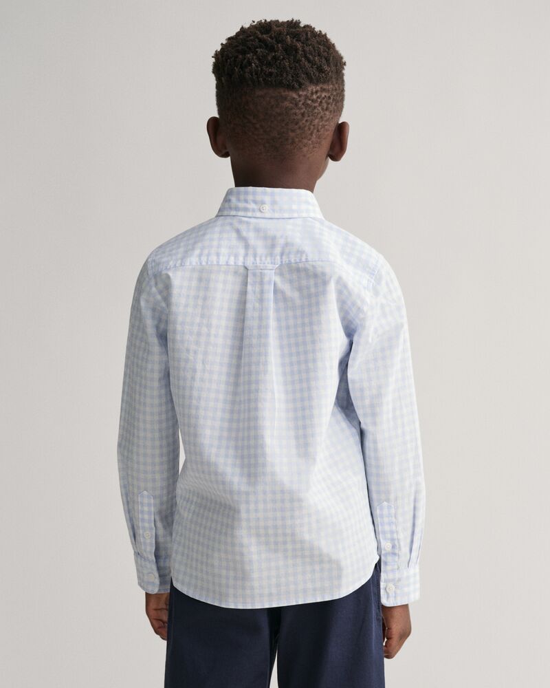 Kids Shield Gingham Poplin Shirt Light Blue / 92