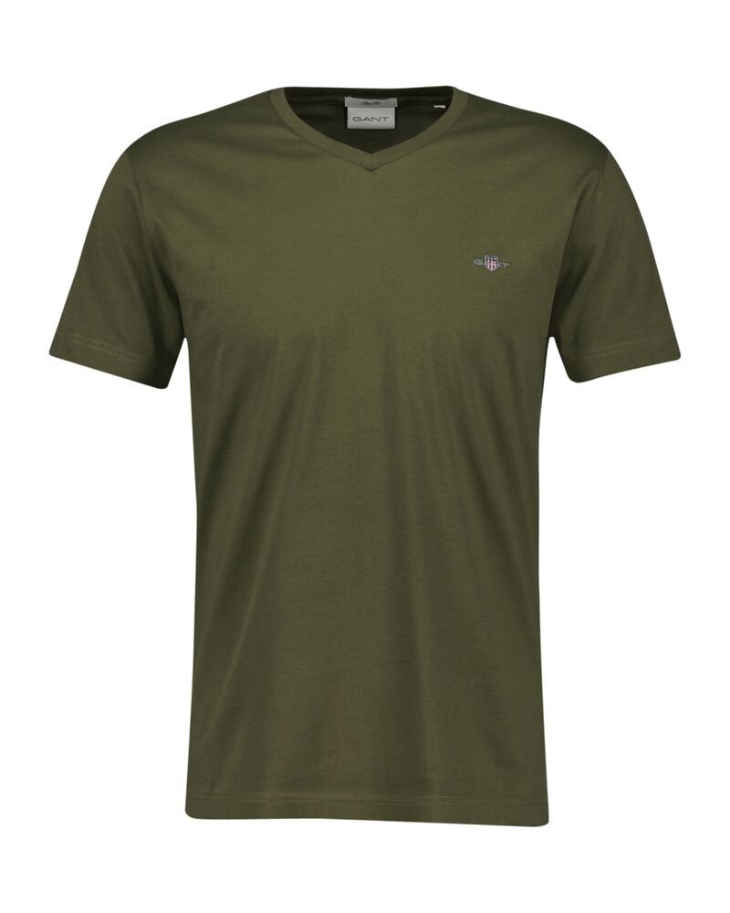 Gant Slim Fit Shield V-Neck T-Shirt Juniper Green / S