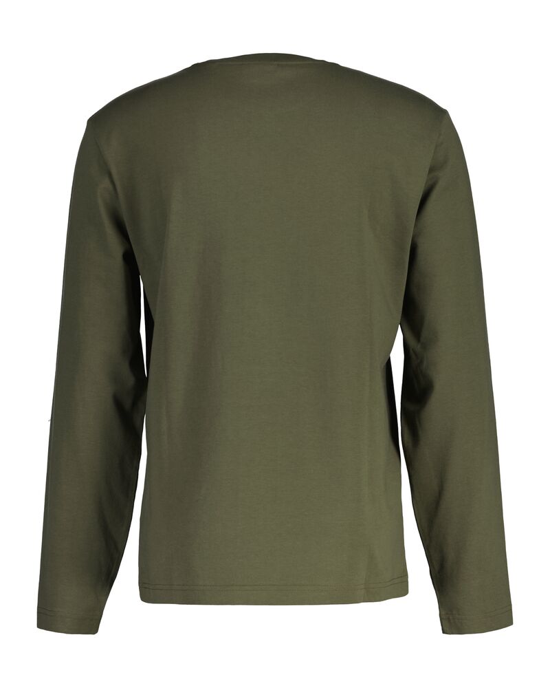 Embossed Long Sleeve Tshirt Dark Earthy Green / M