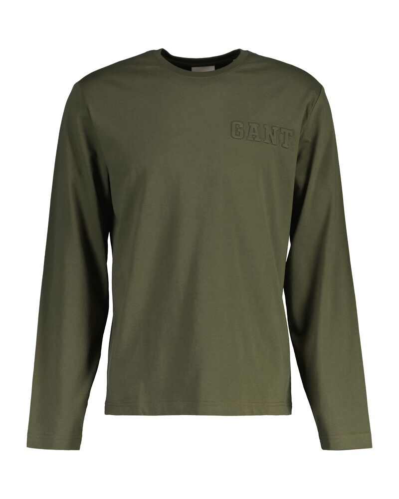 Embossed Long Sleeve Tshirt Dark Earthy Green / M