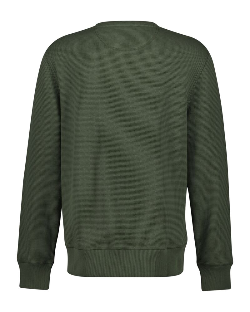 Waffle C-Neck Sweat Dark Earthy Green / S