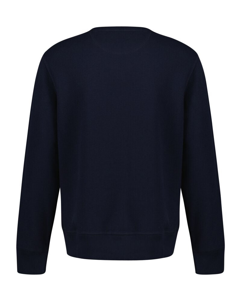 Waffle Textured Crew Neck Sweatshirt Evening Blue / S