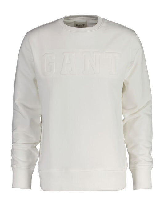 Embossed Crew Neck Sweatshirt Eggshell / M