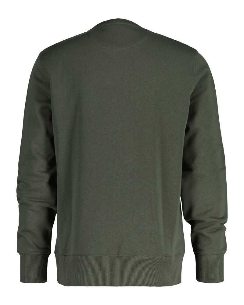 Embossed Crew Neck Sweatshirt Dark Earthy Green / M