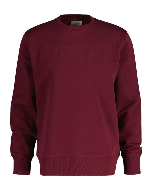 Embossed C-Neck Sweat Wine Red / M