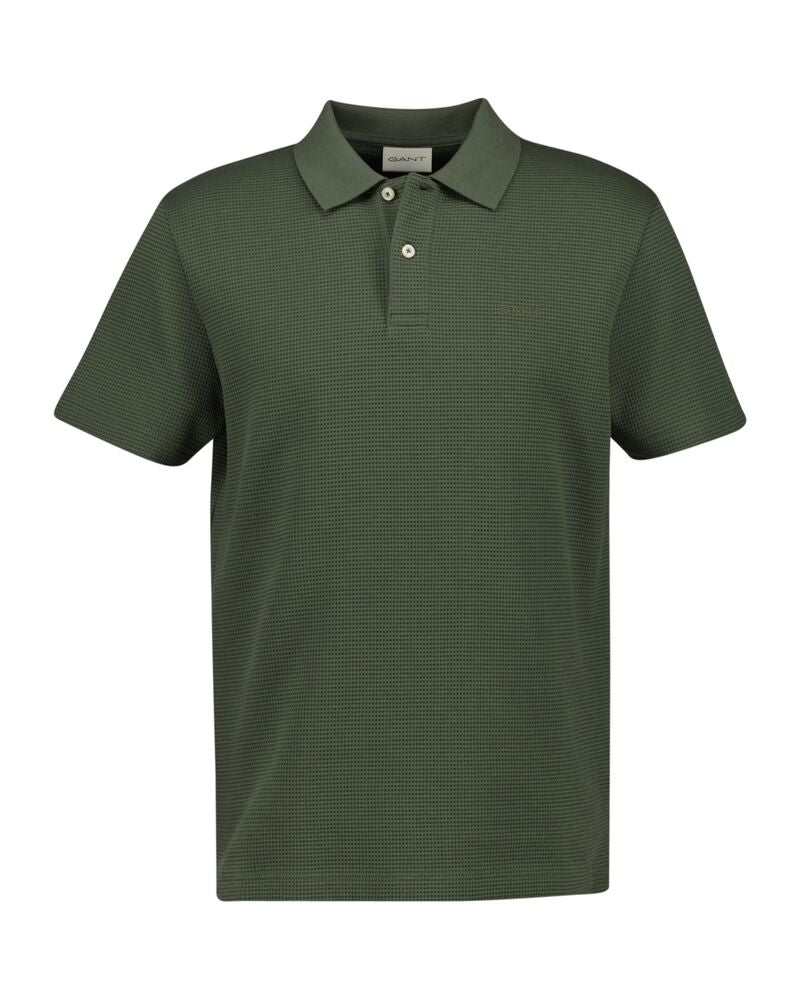 Waffle Textured Polo Shirt Dark Earthy Green / S