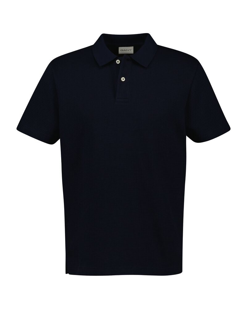 Waffle Textured Polo Shirt Evening Blue / S