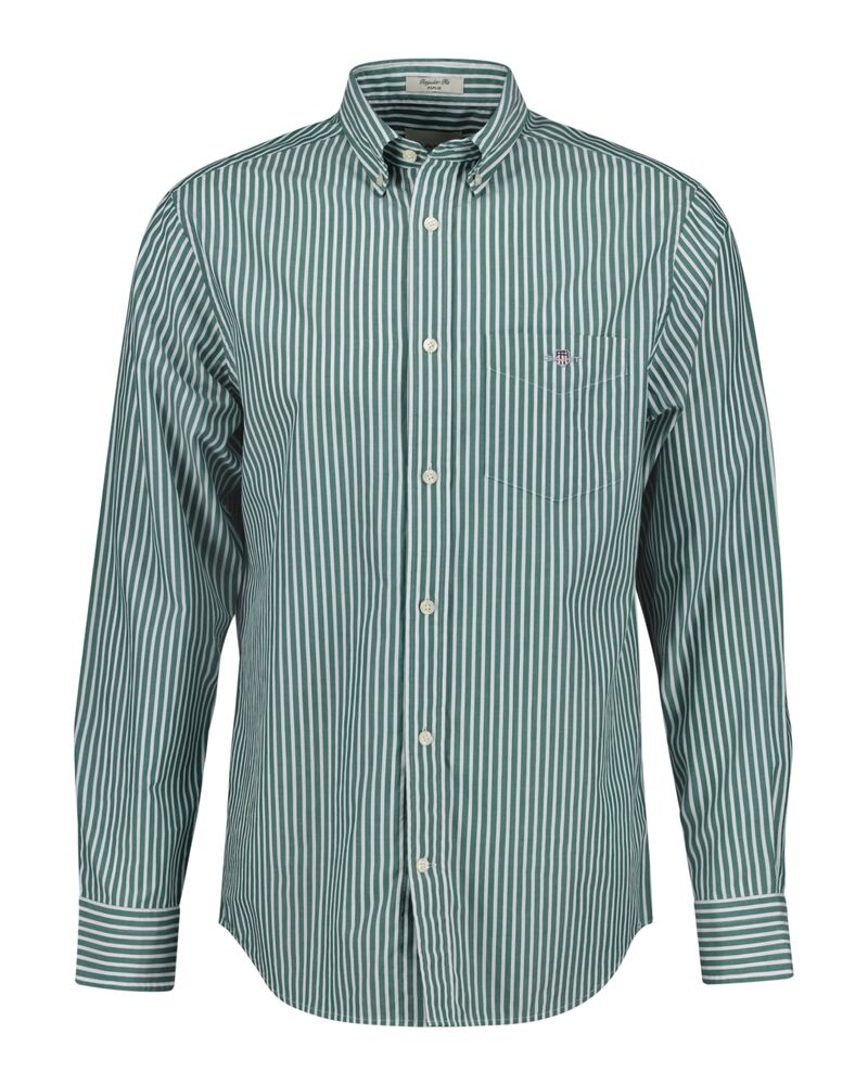 Regular Fit Striped Poplin Shirt Deep Forest Green / S