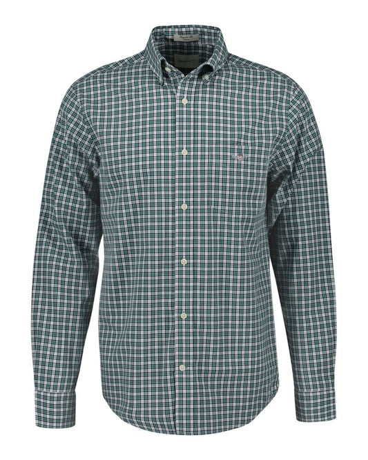 Regular Fit Small Checked Poplin Shirt Deep Forest Green / S