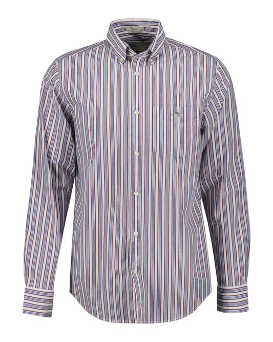 Regular Fit Striped Poplin Shirt Wine Red / S