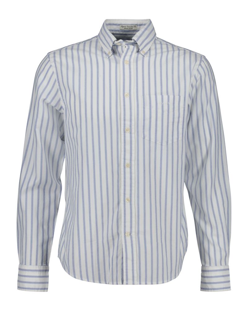 Regular Fit Striped Archive Oxford Shirt Eggshell / 4XL