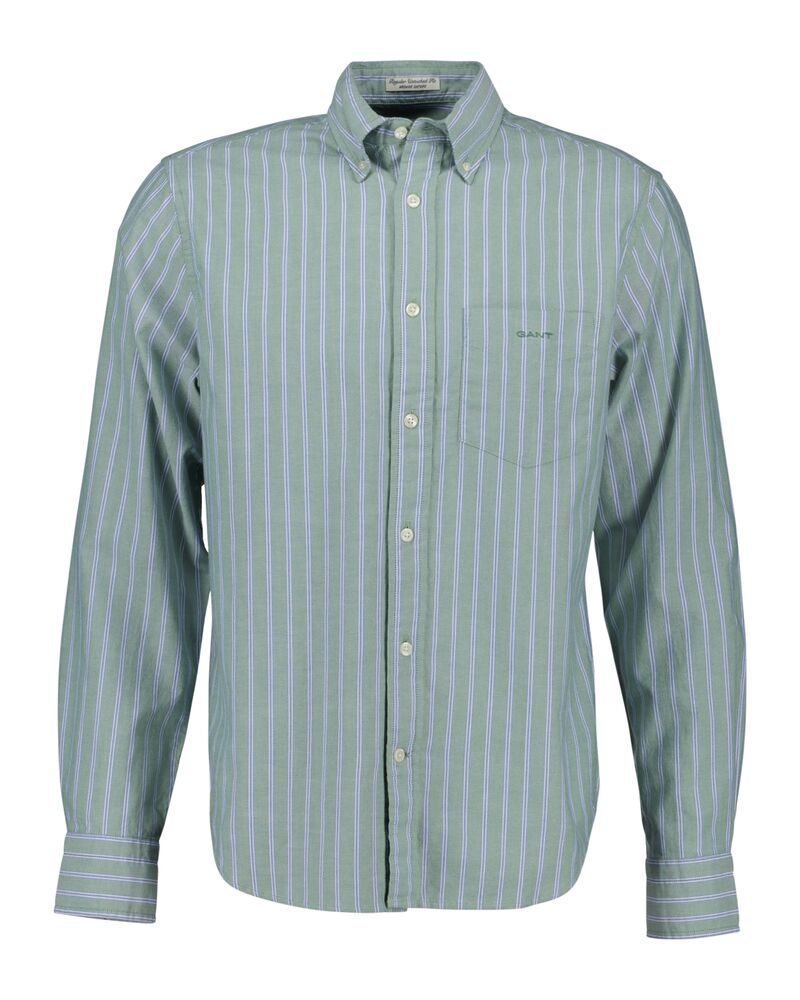 Regular Fit Striped Archive Oxford Shirt Dried Forest / 4XL