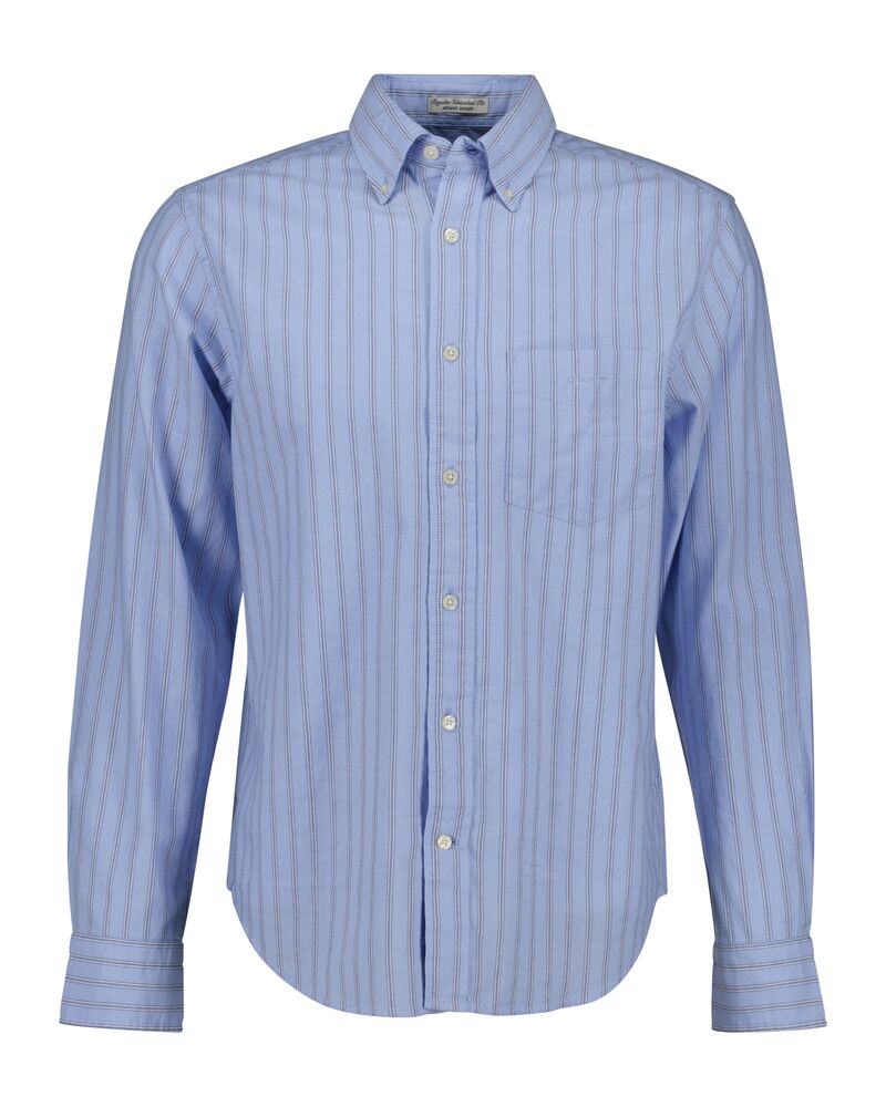 Regular Fit Striped Archive Oxford Shirt Clear Sky / 4XL